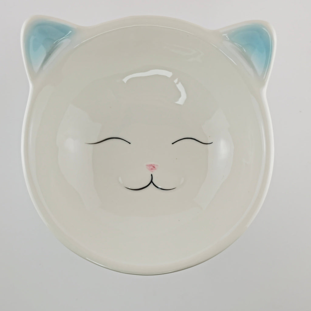 Cat-shaped plate with ears on a white background