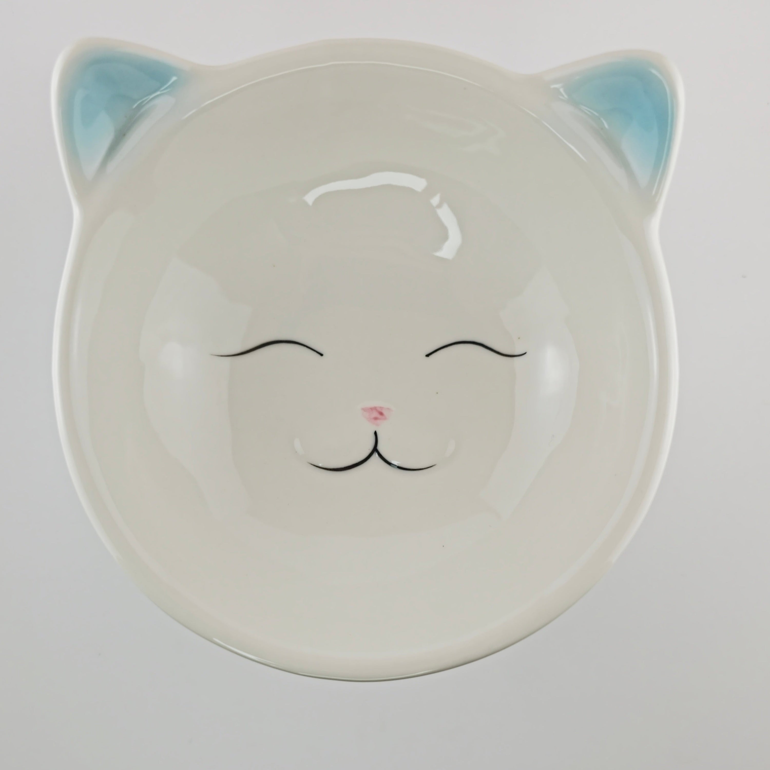 Cat-shaped plate with ears on a white background