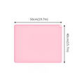 Pink square mat with dimensions labeled on a white background