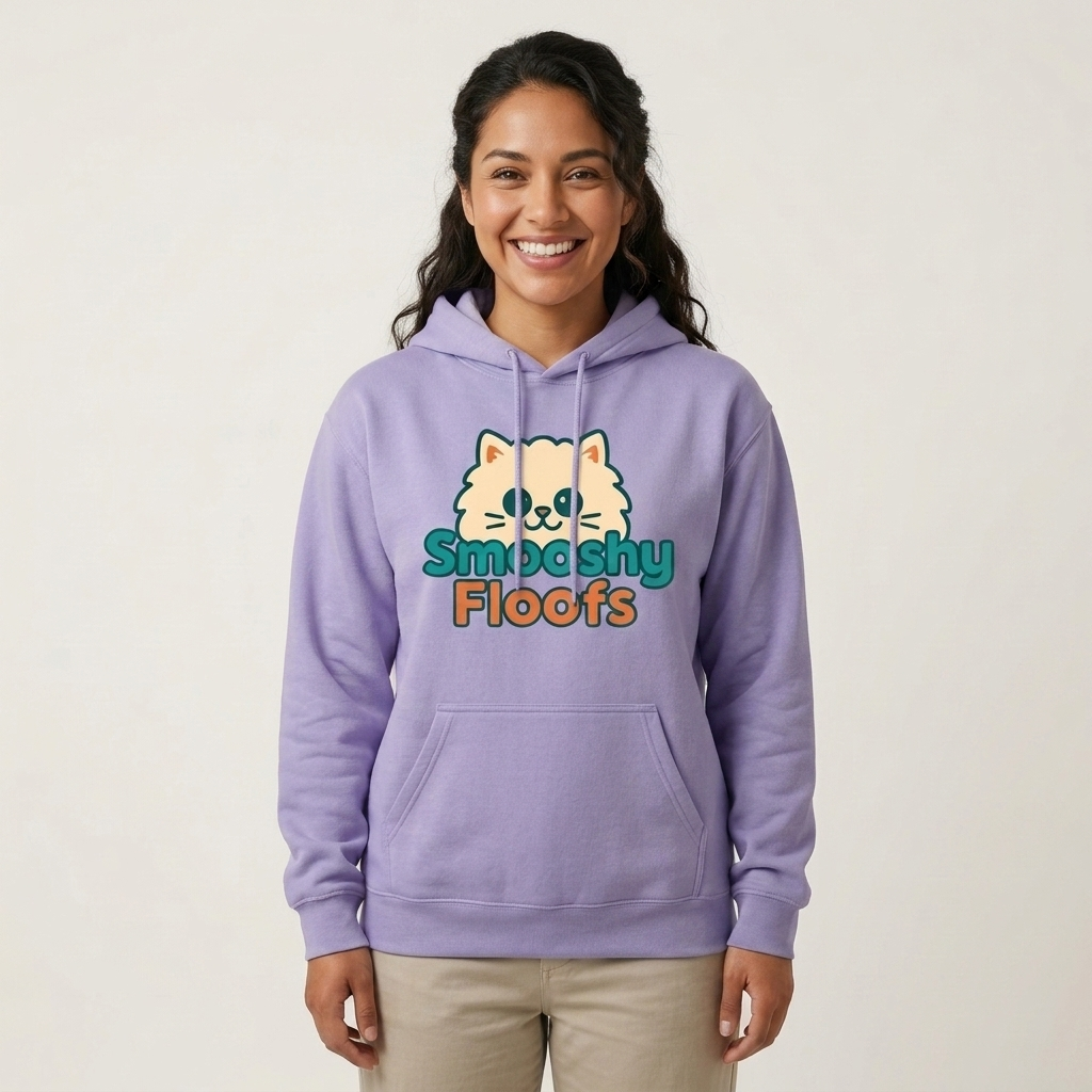 Smooshy Floofs logo hoodie for cat lovers