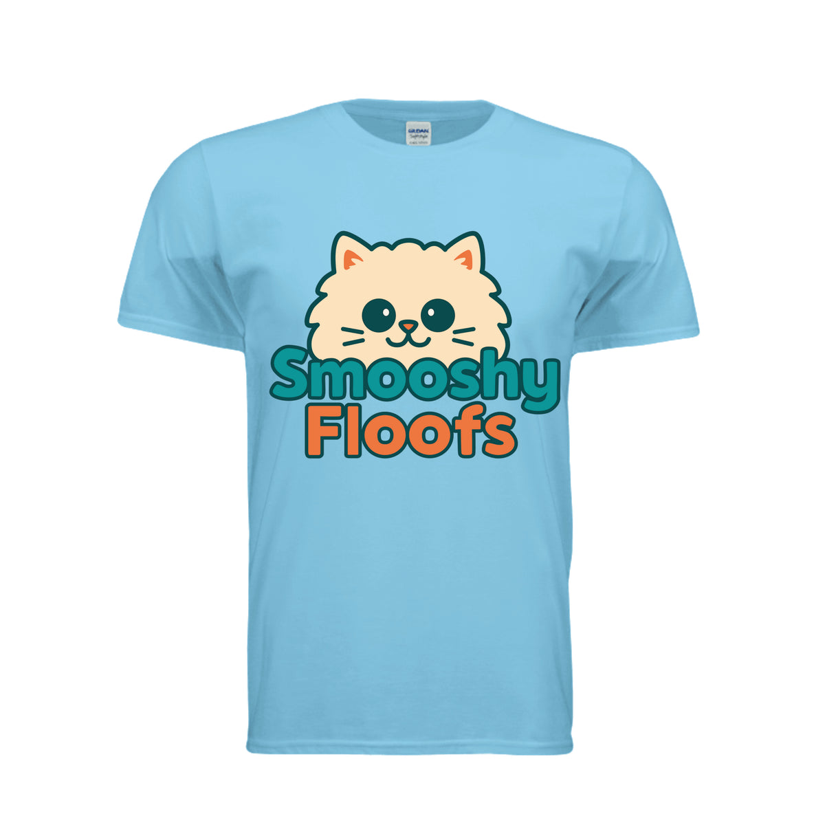 TShirt with smooshy floofs logo on the front on white background 