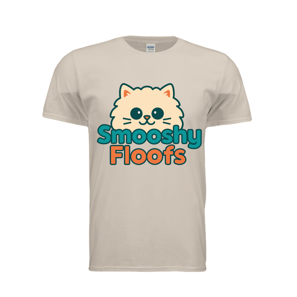 TShirt with smooshy floofs logo on the front on white background 