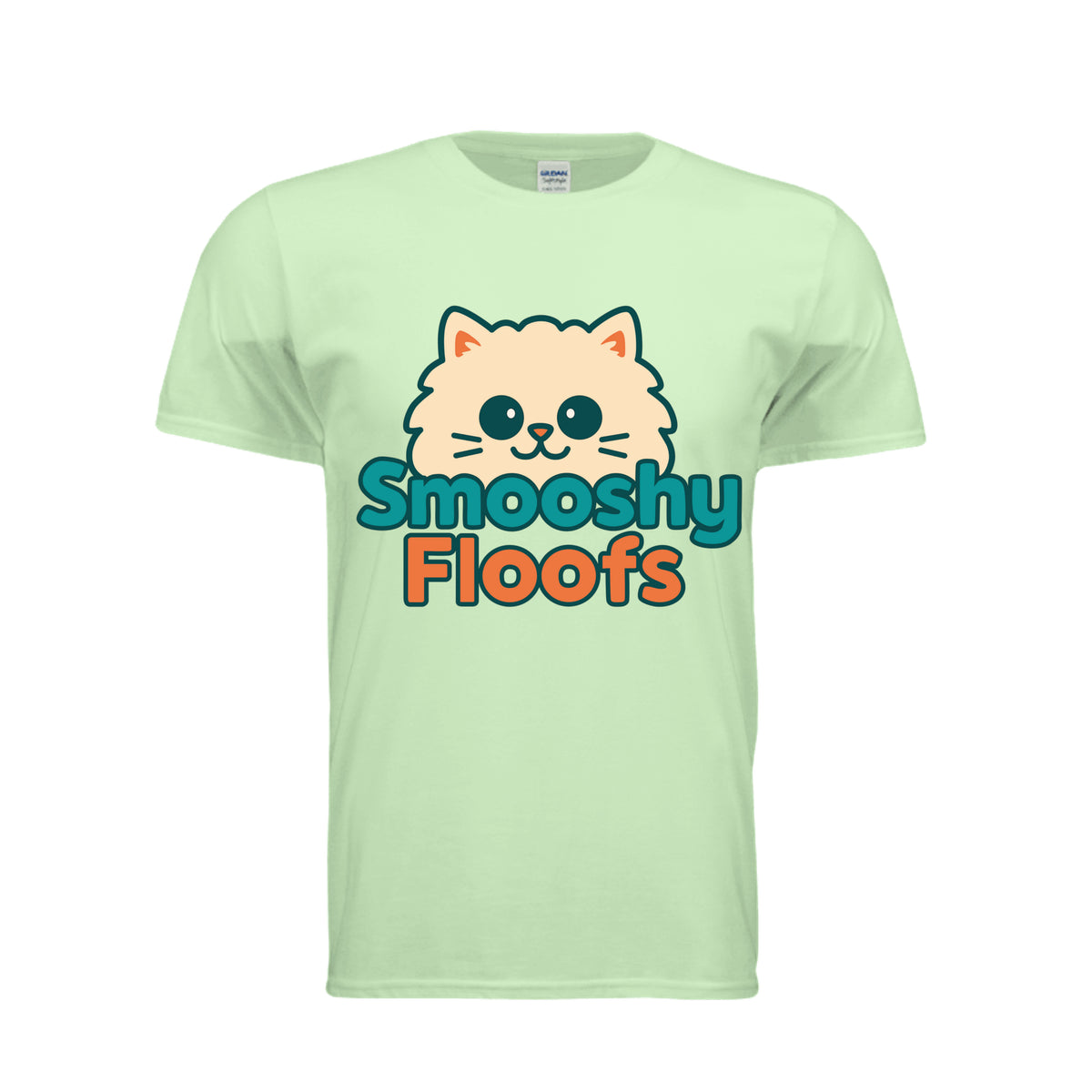 TShirt with smooshy floofs logo on the front on white background 