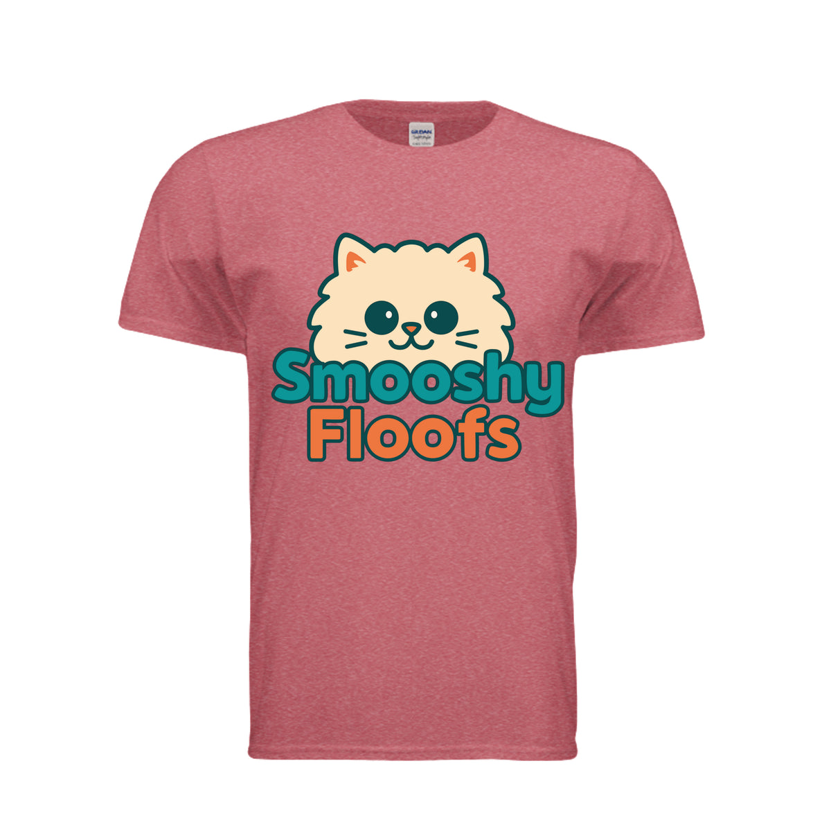 TShirt with smooshy floofs logo on the front on white background 