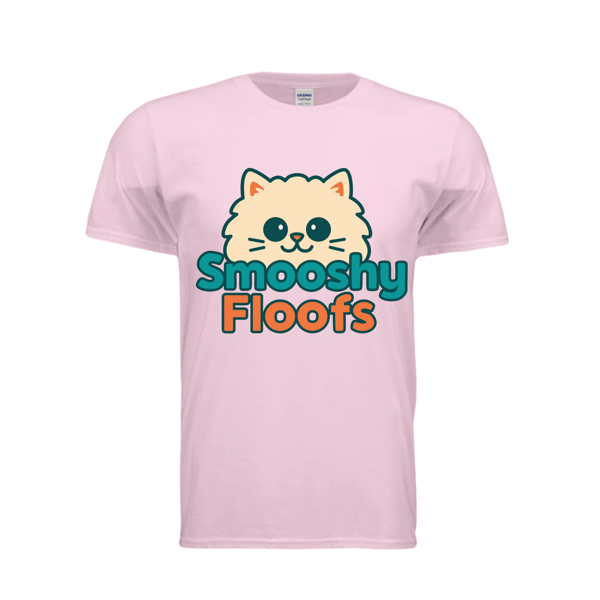 TShirt with smooshy floofs logo on the front on white background 