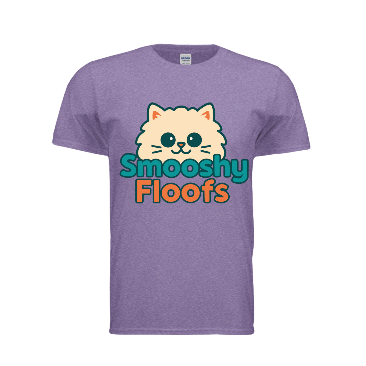 TShirt with smooshy floofs logo on the front on white background 