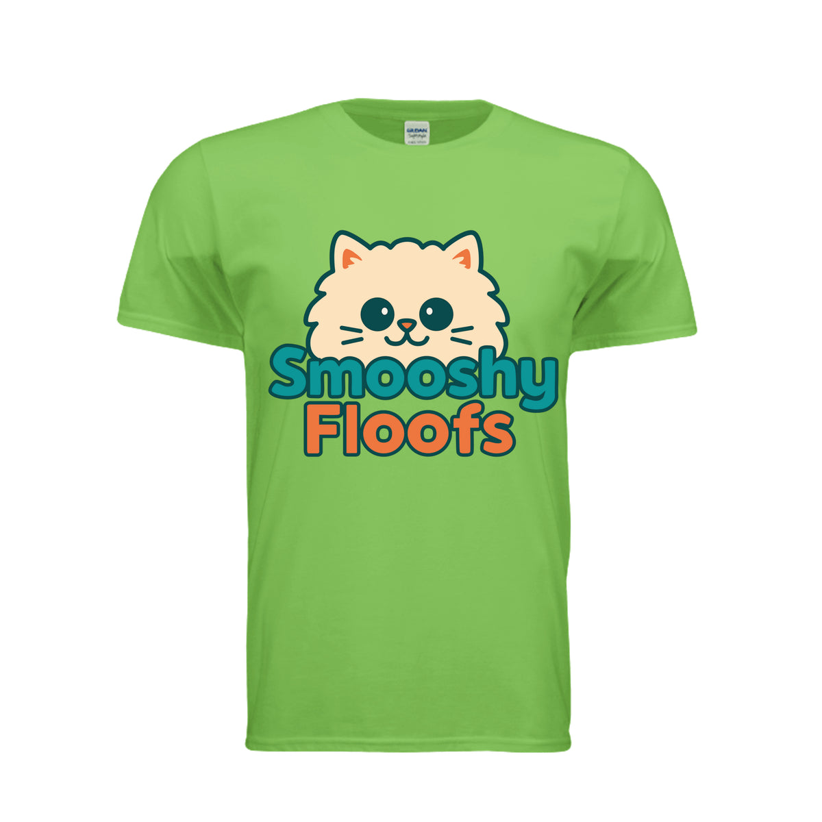 TShirt with smooshy floofs logo on the front on white background 