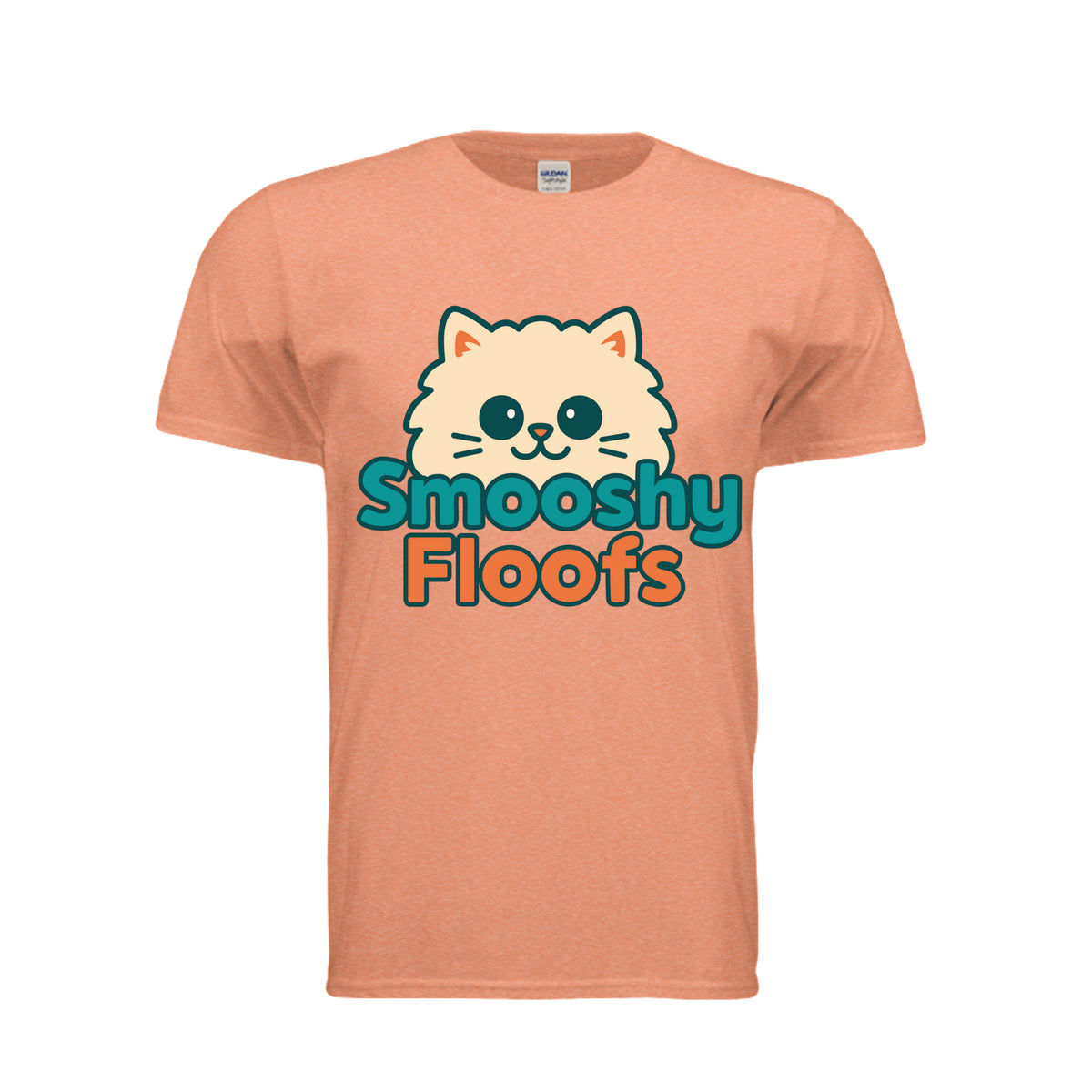 TShirt with smooshy floofs logo on the front on white background 
