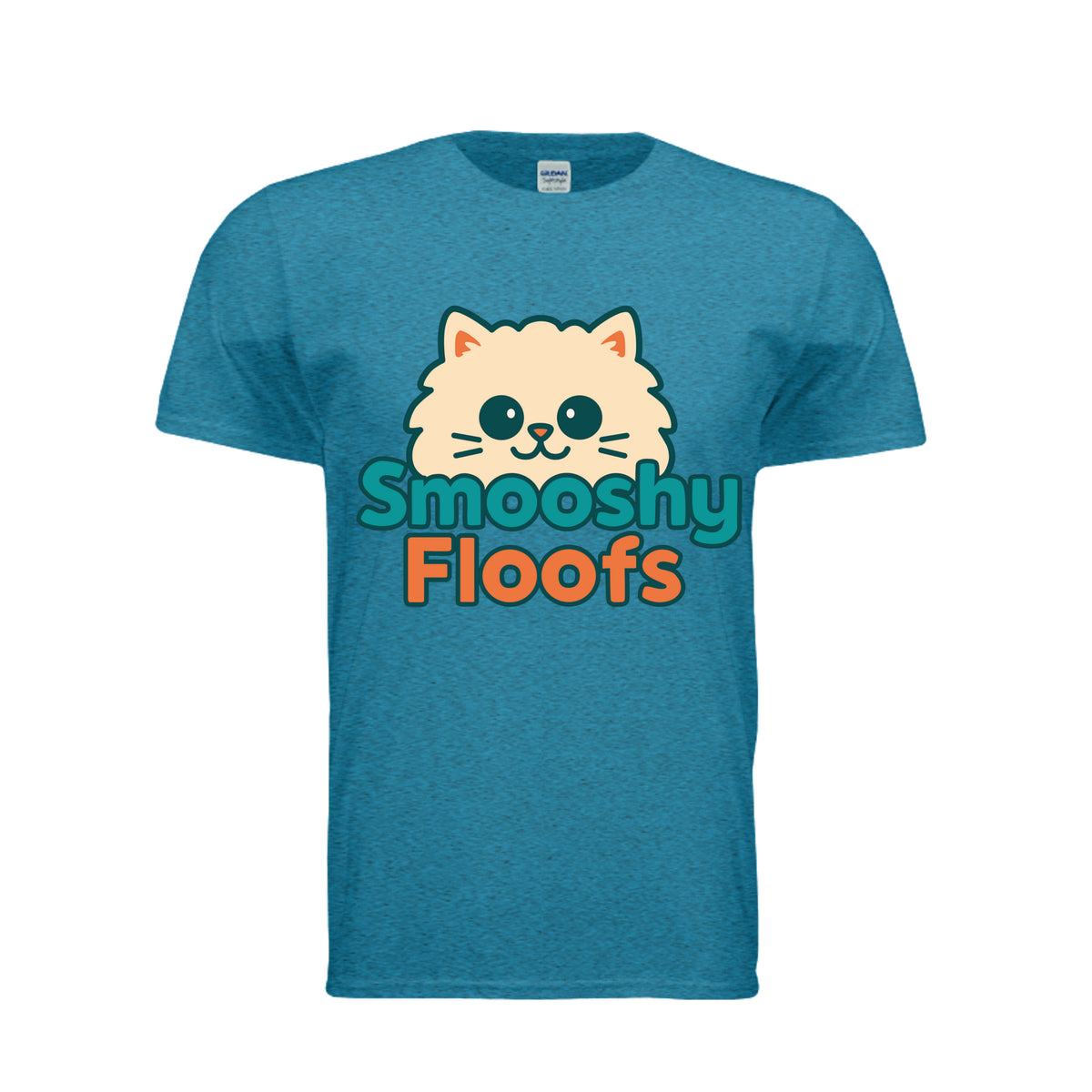 TShirt with smooshy floofs logo on the front on white background 