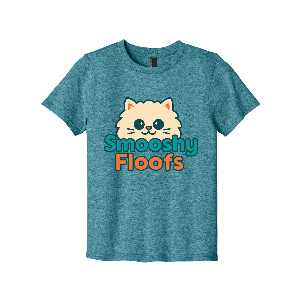 TShirt with smooshy floofs logo on the front on white background 