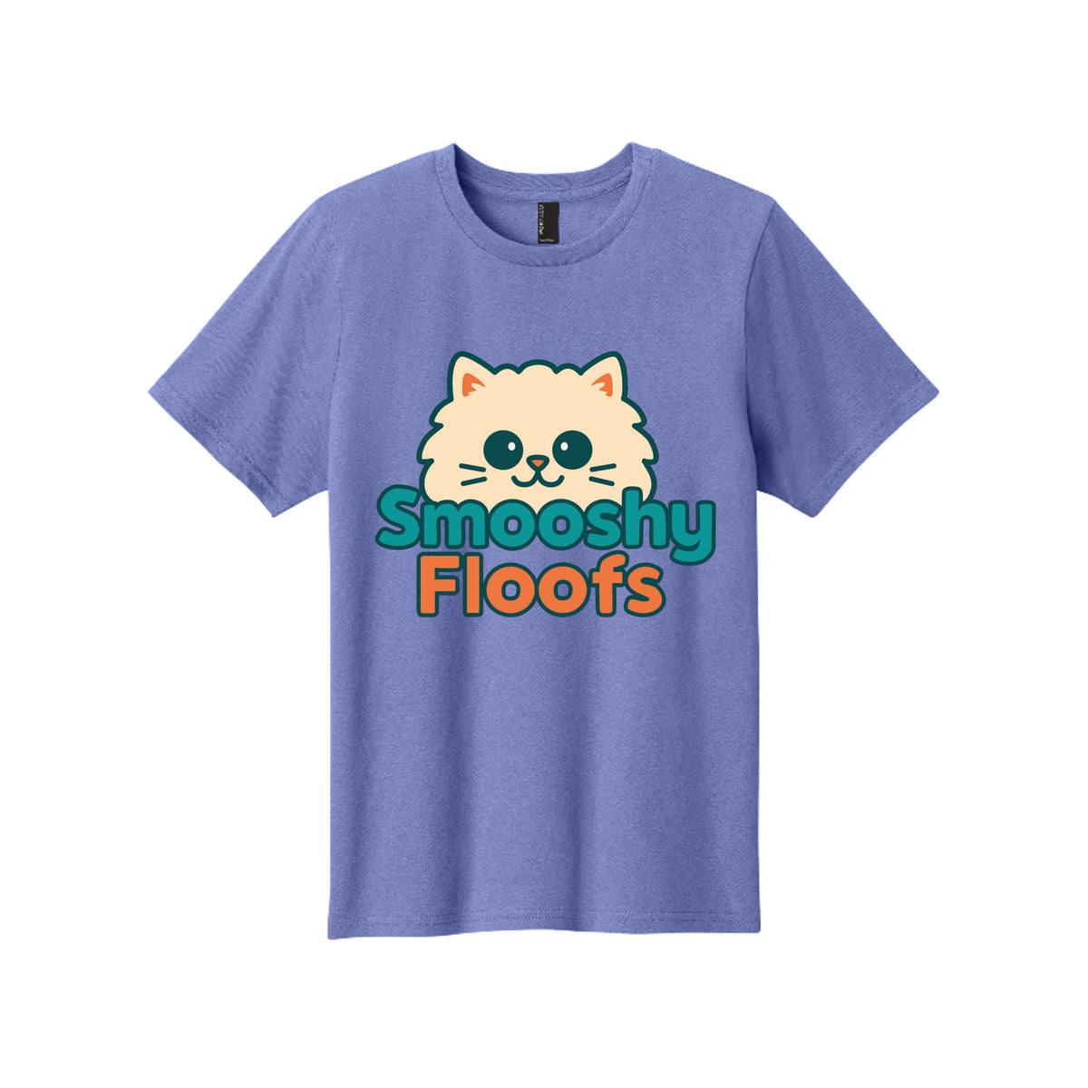 TShirt with smooshy floofs logo on the front on white background 