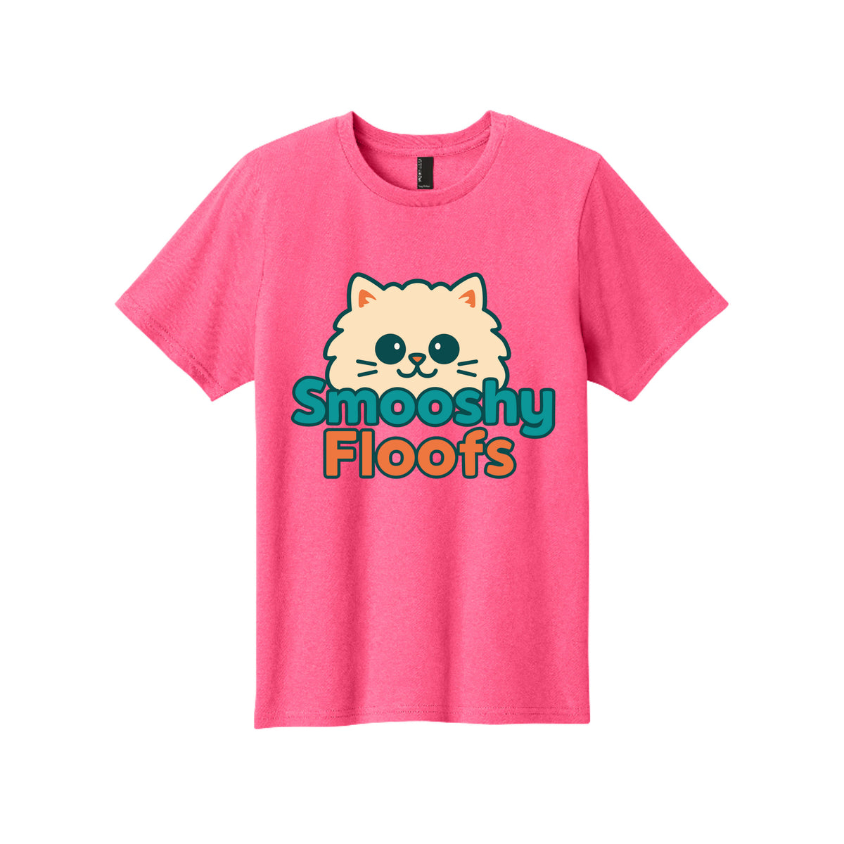 TShirt with smooshy floofs logo on the front on white background 