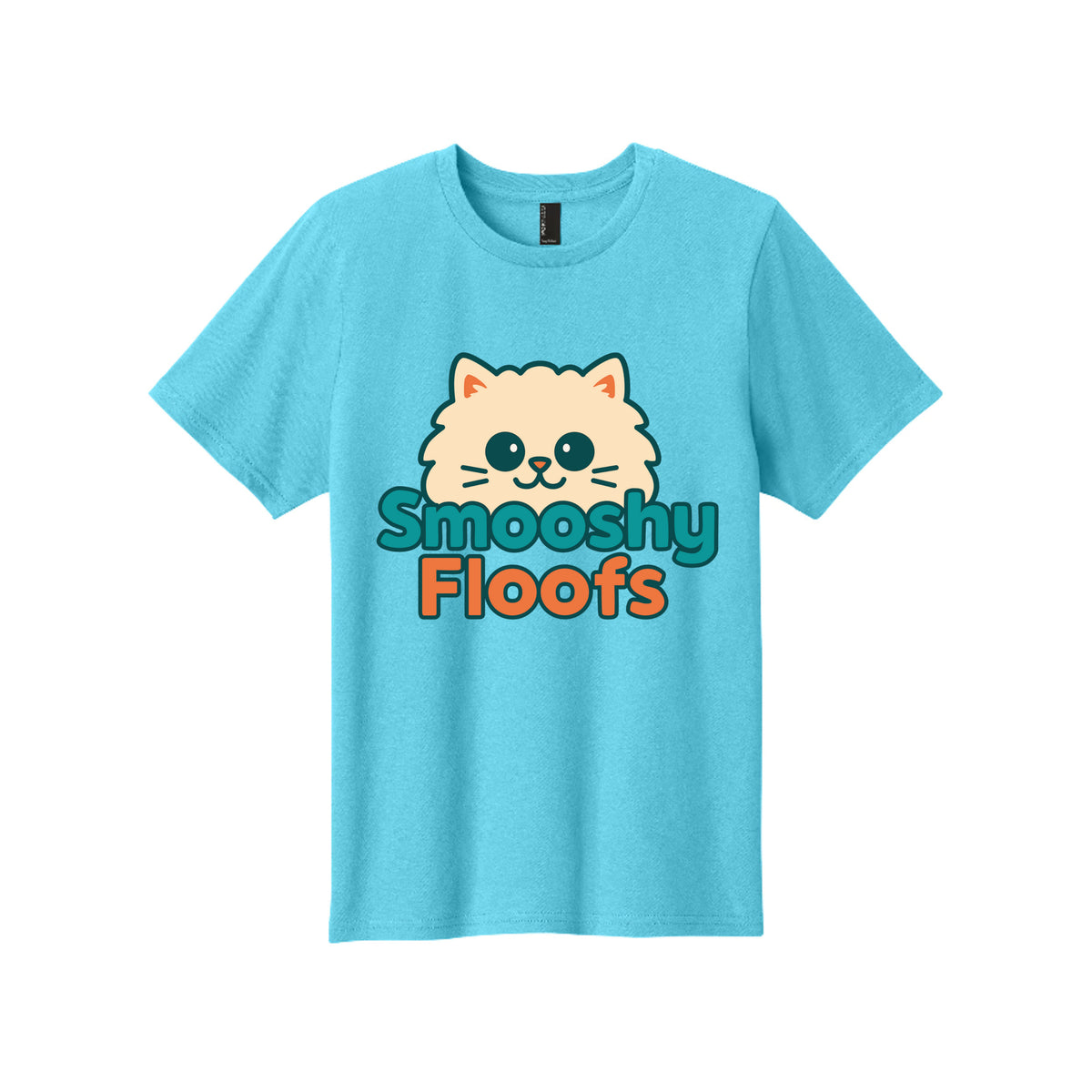 TShirt with smooshy floofs logo on the front on white background 