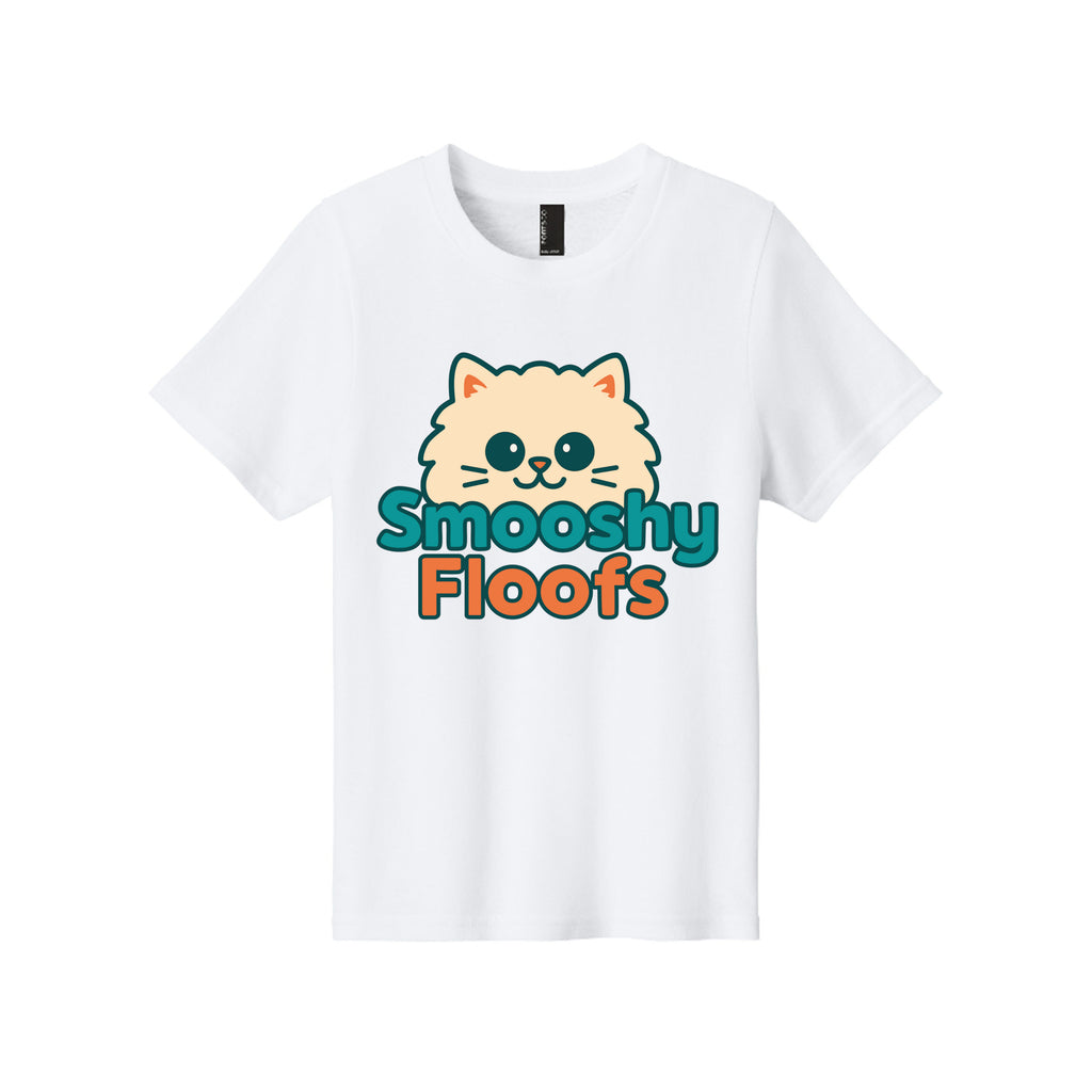 TShirt with smooshy floofs logo on the front on white background 