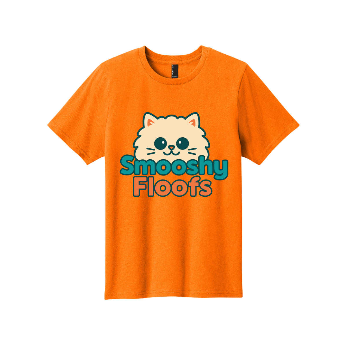TShirt with smooshy floofs logo on the front on white background 