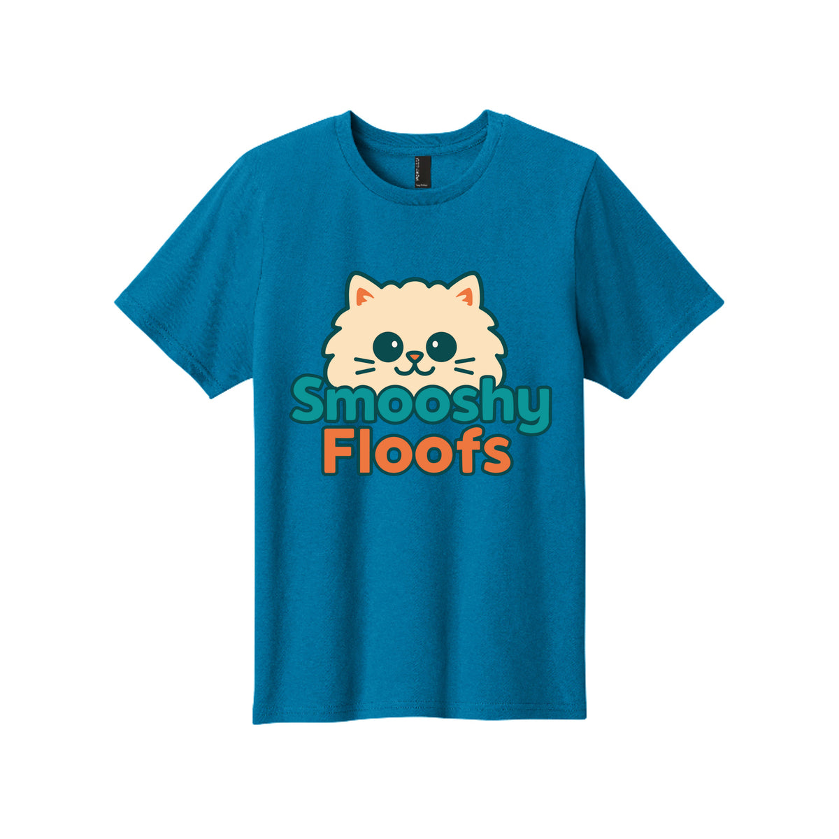 TShirt with smooshy floofs logo on the front on white background 